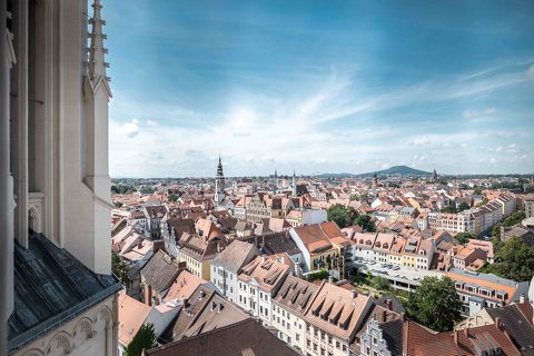 Stadtpanorama von Görlitz, aufgenommen aus Höhe der Türme der Peterskirche